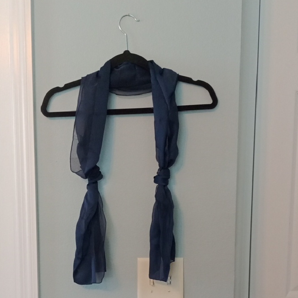 Elegant Navy Blue Sheer Scarf